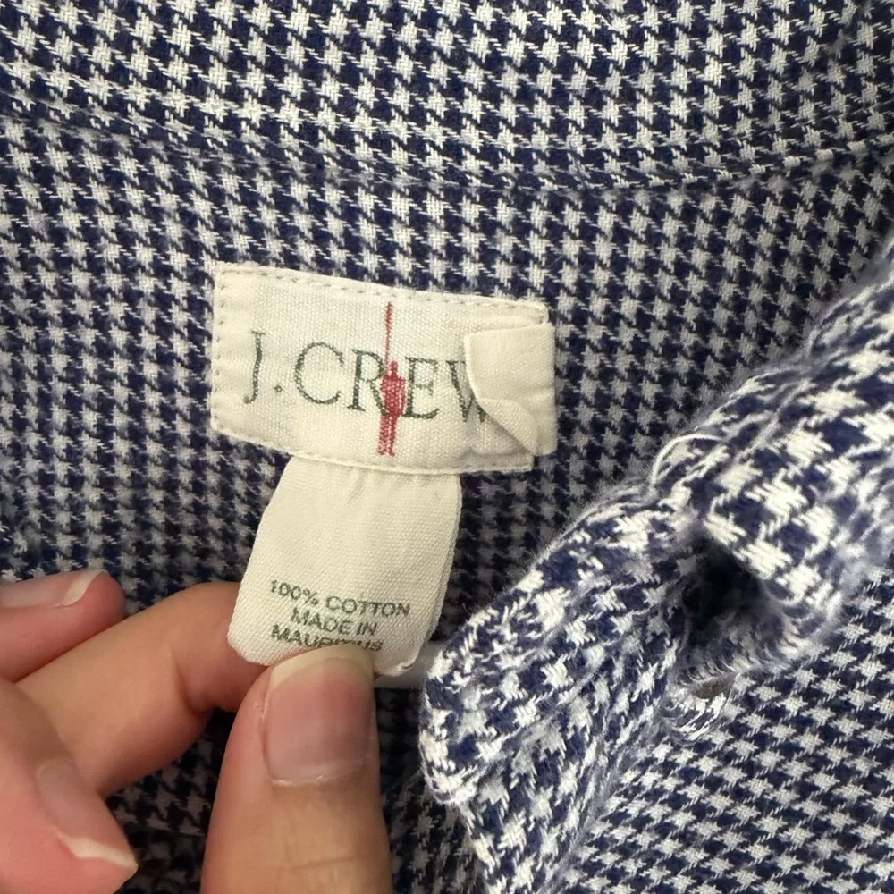 Vintage J.Crew Men’s Flannel Button Up Medium 100% Cotton Herringbone Navy